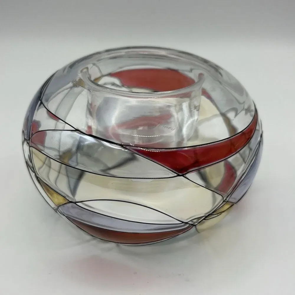 VNTG set of 2 PartyLite Mosiac Stained Glass Bubble Tea candle Light Holders